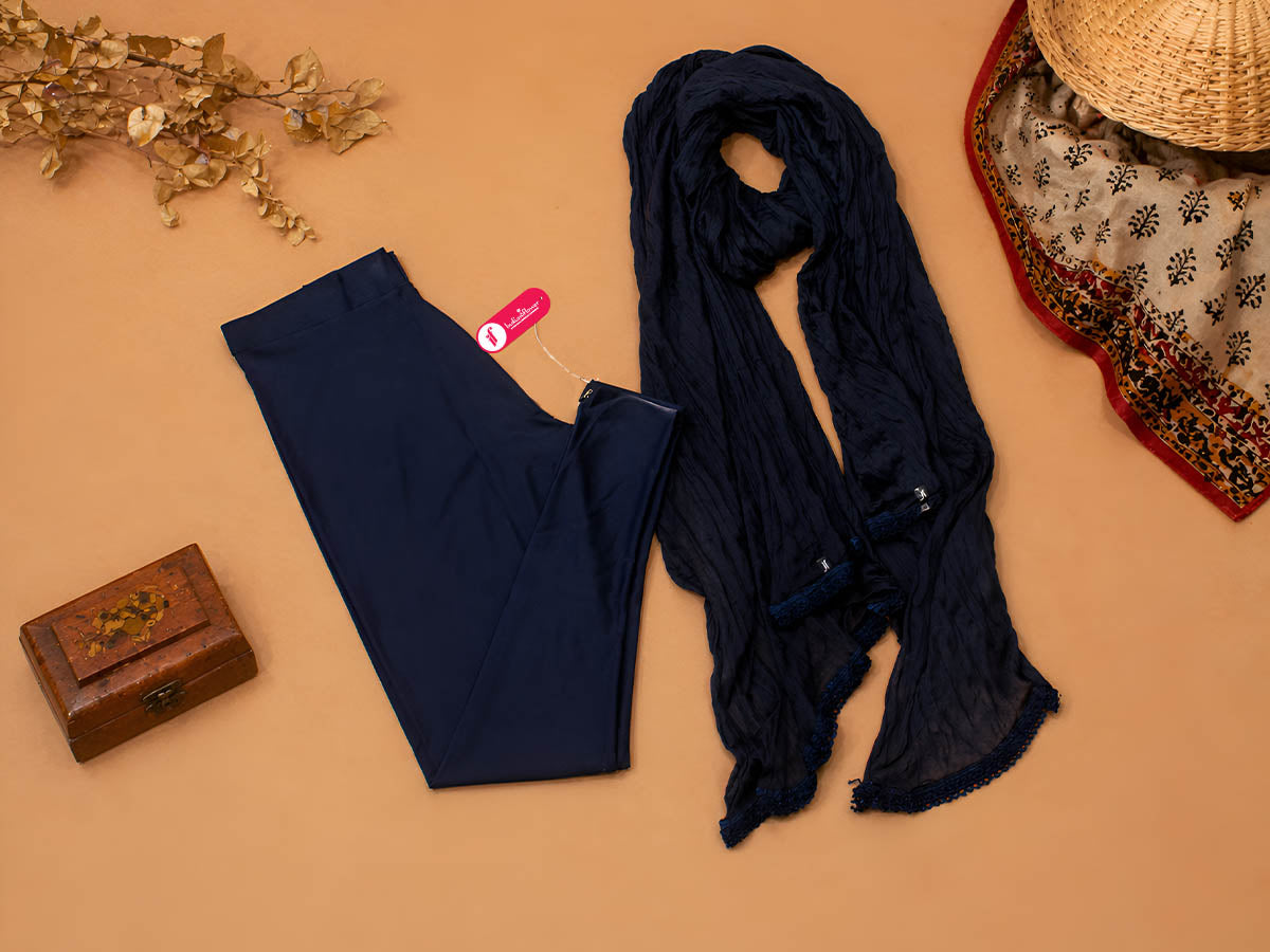 Navy Shimmer Ankle Leggings with Shawl