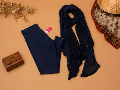 Navy Shimmer Ankle Leggings with Shawl