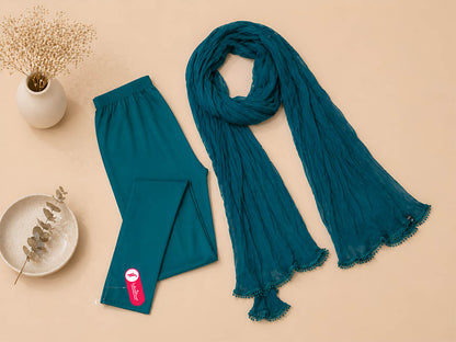 New N Green Ankle Leggings with Shawl Combo