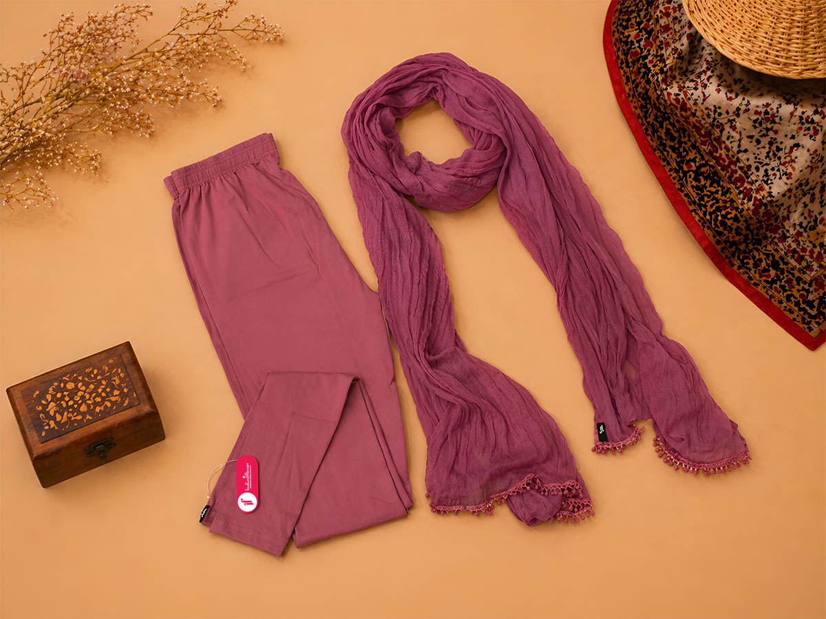 Rose wine Ankle Leggings with Shawl Combo