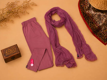 Rose wine Ankle Leggings with Shawl Combo