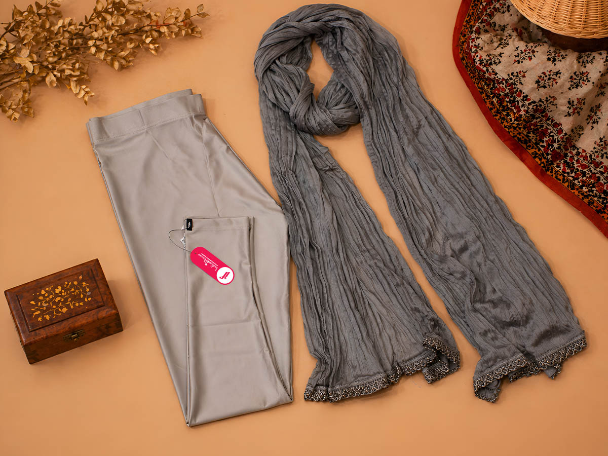 Silver Shimmer Ankle Leggings With Shawl