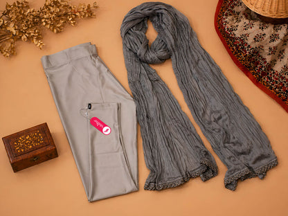 Silver Shimmer Ankle Leggings With Shawl