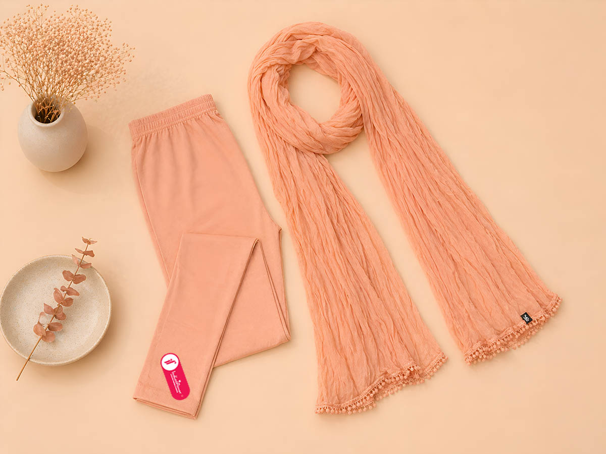 Terra Kotta Ankle Leggings with Shawl Combo